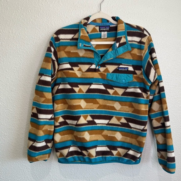 Patagonia Sweaters - Patagonia Synchilla Womens Medium Snap Button Aztec Gorpcore Pullover Sweater